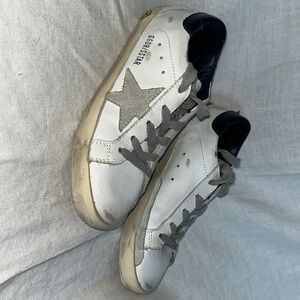 Golden Goose girls tennis shoes size 1, worn 2 or 3 x’s. White with silver stars